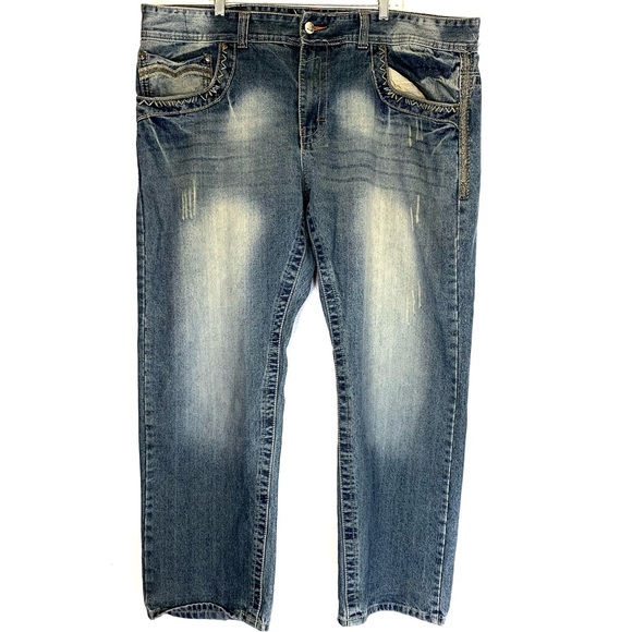 GS-115, 100% Cotton, Straight Leg, Distressed Wash, Jeans. - Picture 2 of 10